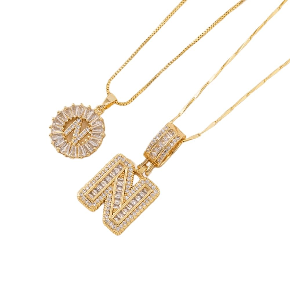 2 Pack - Initial Letter Pendant Necklaces