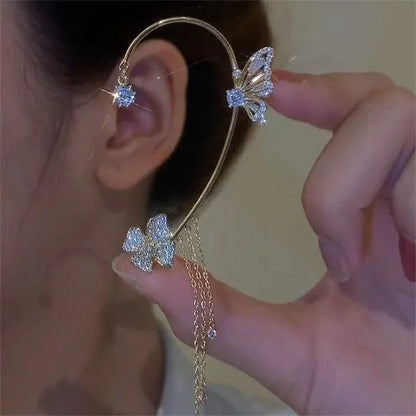 🔥🎁2024-Hot Sale🎁Butterfly Flower Tassel Shiny Zircon Earrings