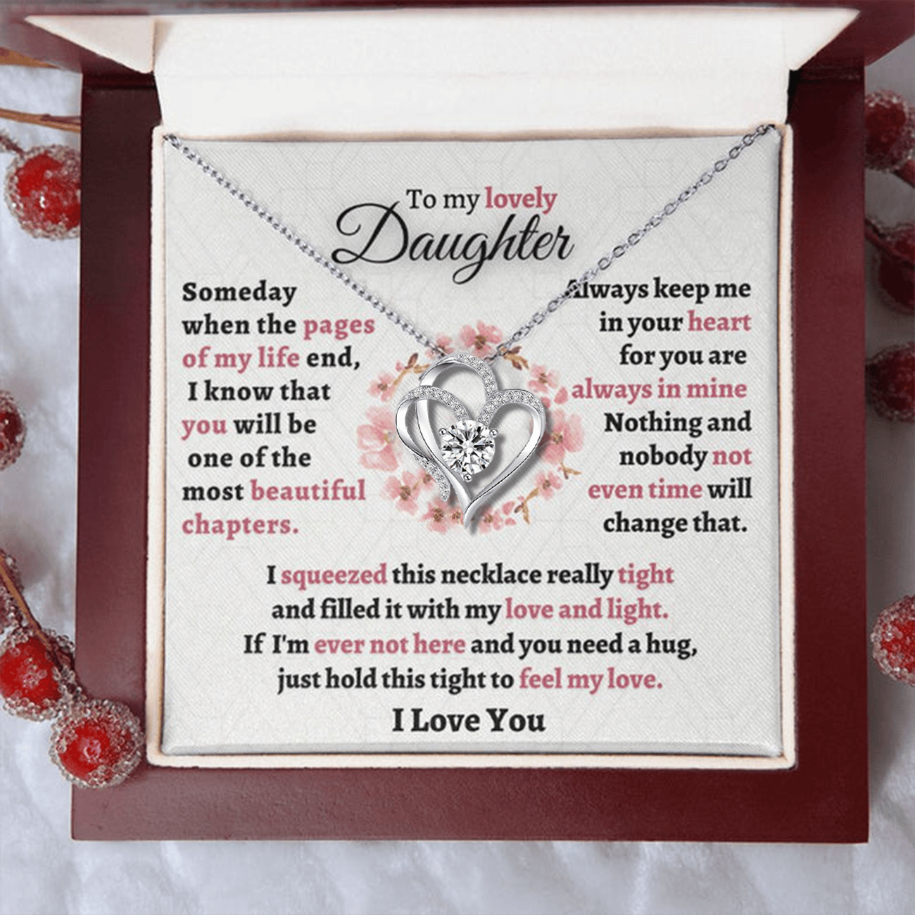 For Daughter - I LOVE YOU Diamond necklace