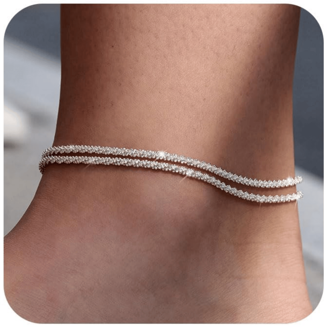 🥰TEWIKY Dainty Layered Waterproof Anklet For