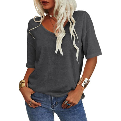 🔥Last Day 49% OFF🔥Women's Solid Color V-Neck T-shirt