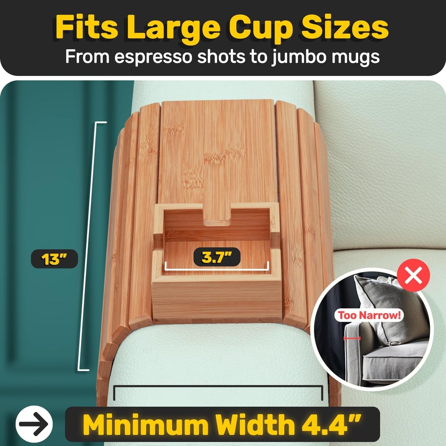 🔥2025 New Arrival - Bamboo Couch Cup Holder