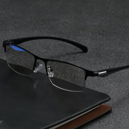 TITANIUM MULTI-FOCUS READING GLASSES PHOTOCHROMIC PROGRESSIVE DOUBLE LIGHT ANTI-BLUE LIGHT