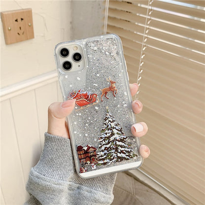 🎄Christmas theme flash powder iPhone mobile phonecase for iPhone 14/13/12/11/X/XS/7/8/SE