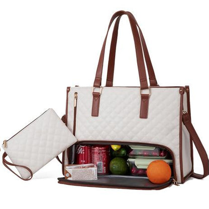 Womens Lunch Tote Bag with Purse Portable Laptop Bag for Work Office Picnic