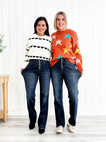 📢New Exclusive Flash Sale 49% OFF💕Mid Rise Button Fly Bootcut Jeans