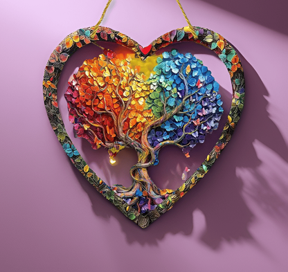 🌳Last Day Promotion 49% OFF - Wrapped in Love Tree of Life Suncatcher Heart Charm Gift❤️