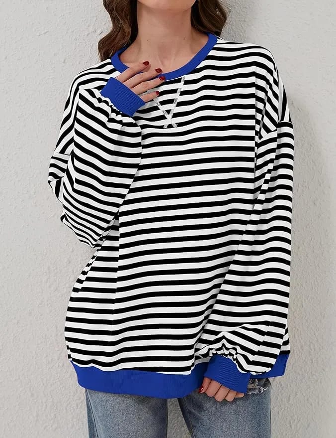 🎁Last Day Sale 50% OFF🏆️2024 Womens Stripes Color Block Sweatshirts