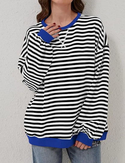 🎁Last Day Sale 50% OFF🏆️2024 Womens Stripes Color Block Sweatshirts