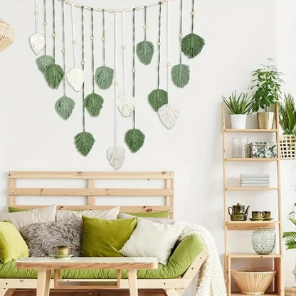 🌿Large Boho Handwoven Macrame Leaf Wall Hanging Decor✨
