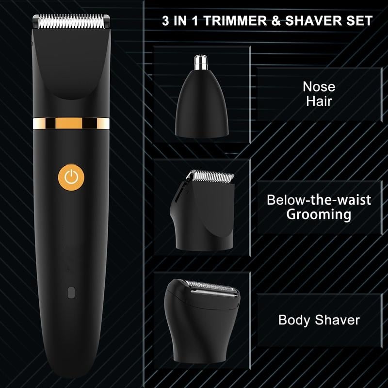 💥LAST DAY SALE 49% OFF💥 3 in 1 Electric Body Hair Trimmer for Men，Cordless Groin Hair Clipper for Men, Waterproof Electric Shaver