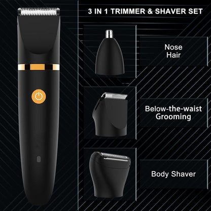 💥LAST DAY SALE 49% OFF💥 3 in 1 Electric Body Hair Trimmer for Men，Cordless Groin Hair Clipper for Men, Waterproof Electric Shaver