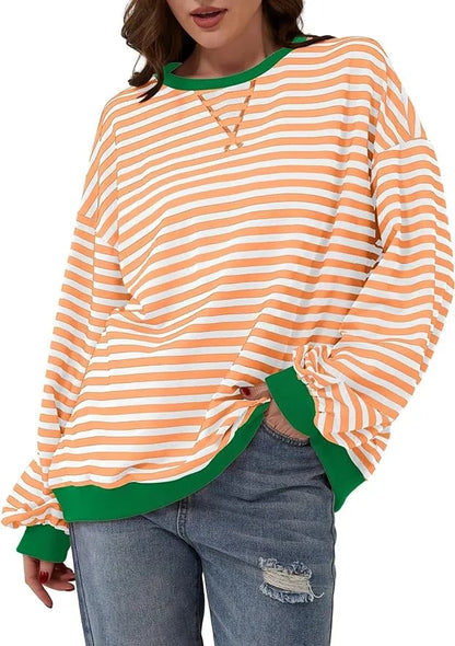 🎁Last Day Sale 50% OFF🏆️2024 Womens Stripes Color Block Sweatshirts