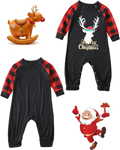 🔥Grid ELK Christmas Family Pajamas-Black&Red