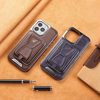 Luxury leather iPhone case with removable magnetic tape