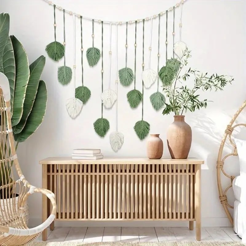 🌿Large Boho Handwoven Macrame Leaf Wall Hanging Decor✨