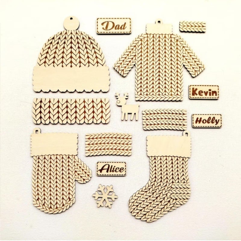 Wooden DIY Knitted Ornaments