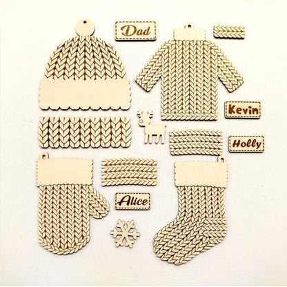 Wooden DIY Knitted Ornaments