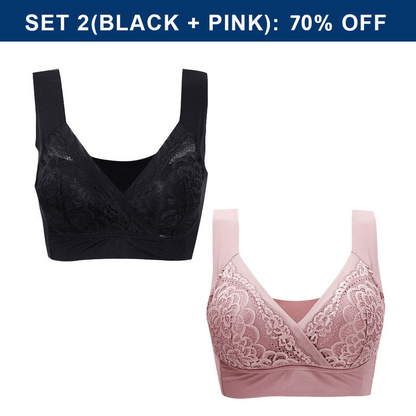 ROSY LIFT BRA –Plus Size Comfort Extra Elastic Wireless Support Lace Bra (Size runs the same as regular bras)