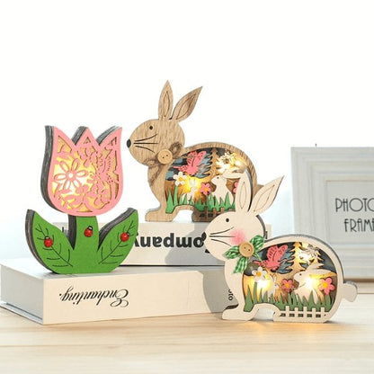Wooden Easter Decor LED Light