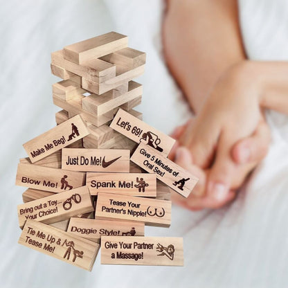 💗Super Naughty Block Tower Jenga Game, Naughty Gift For Couple - Couple Activities & Date Night Ideas