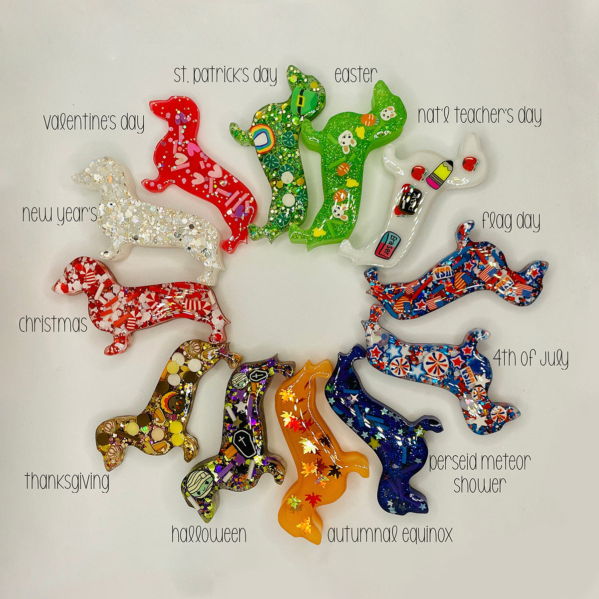 12 Months of Dachshunds | Monthly Holiday Dachshund Magnets