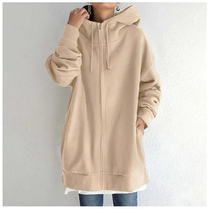 Women's Autumn/Winter Sweater Zipper Hooded Long Plus Sweater