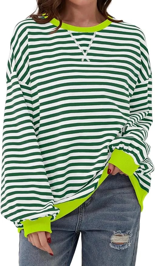 🎁Last Day Sale 50% OFF🏆️2024 Womens Stripes Color Block Sweatshirts
