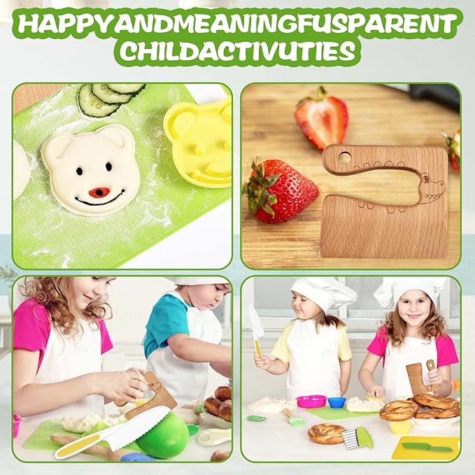 Montessori kitchen tools cookware baking toys for toddler kids, toddler safety knife set.