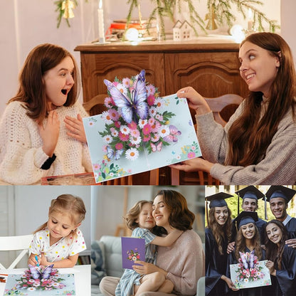 🦋 Vibrant 3D Butterfly & Daisy Pop-Up Greeting Card