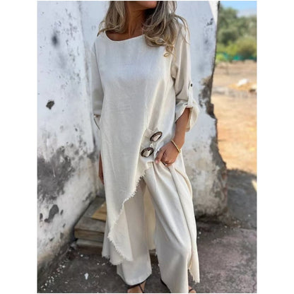 🎉2025 NEW SALES - 49% OFF🔥Women's Irregular Dress and Loose Fit Pants (2-Piece Set)