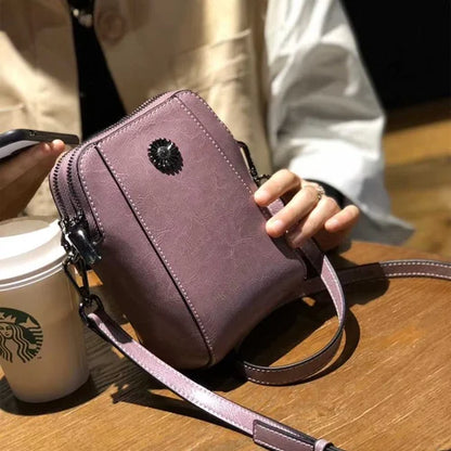 Women's soft leather mobile phone bag messenger bag