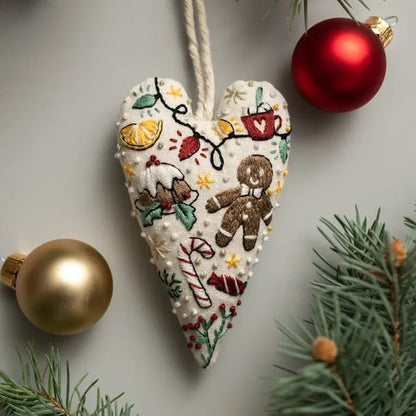 🎉2025 Christmas Sale 50% Discount - DIY Heart Shaped Hand Embroidered Christmas Ornament Kit