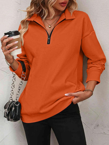 🔥Last Day 60% Promotion OFF-🏆2024 New Womens Zip-Up Dropped Shoulder Sweatshirt