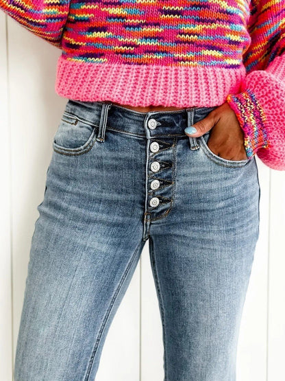 📢New Exclusive Flash Sale 49% OFF💕Mid Rise Button Fly Bootcut Jeans