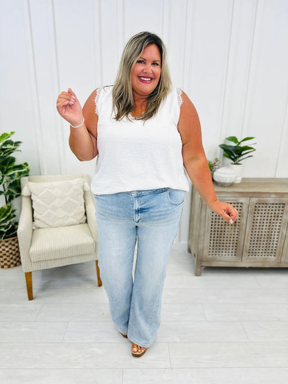 🏆LAST DAY SALE 50% OFF💥Plus Size Vintage Wash Tummy Control Stretchy Top Straight Leg Jeans