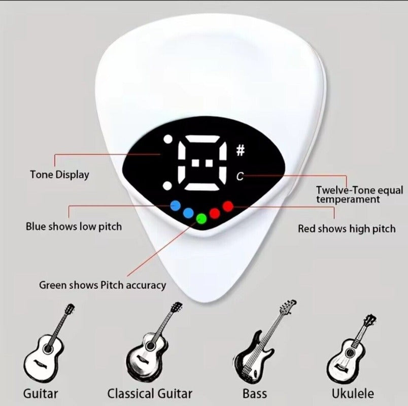 2-in-1 Digital Guitar Tuner & Pick