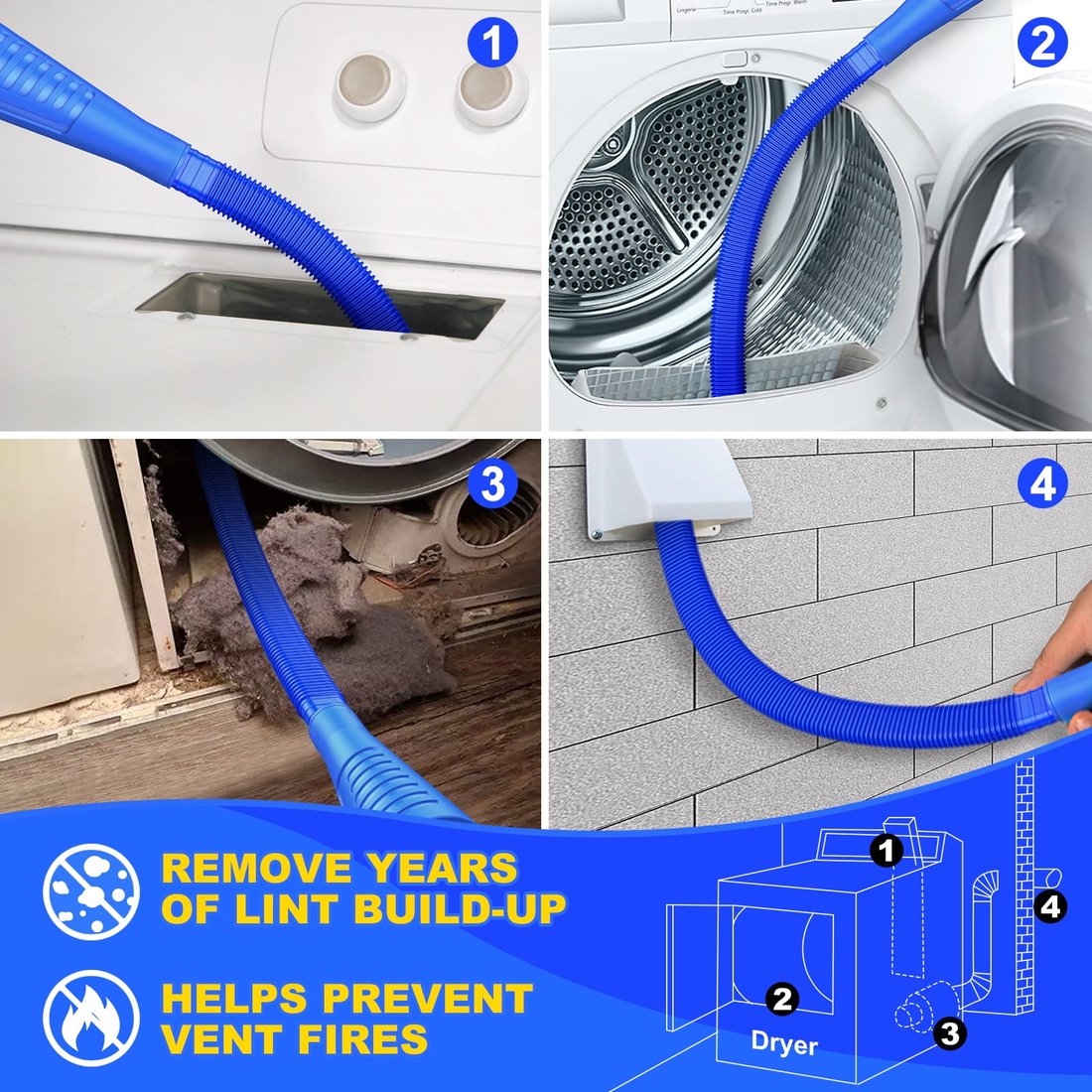 💥LAST DAY SALE 49% OFF-Dryer Vent Cleaner Kit Dryer Lint Vacuum Attachment with Stretch Universal Connector