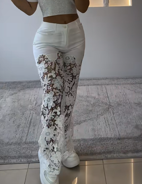 Women's Lace Patchwork Casual Jeans