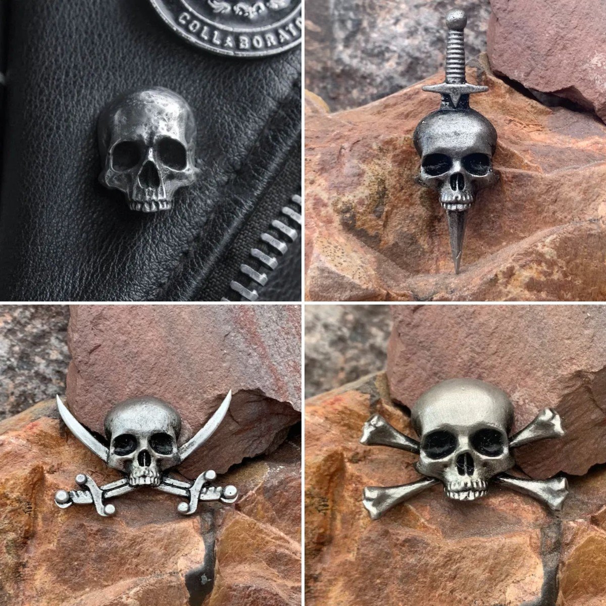 Retro Gothic Skull Brooch