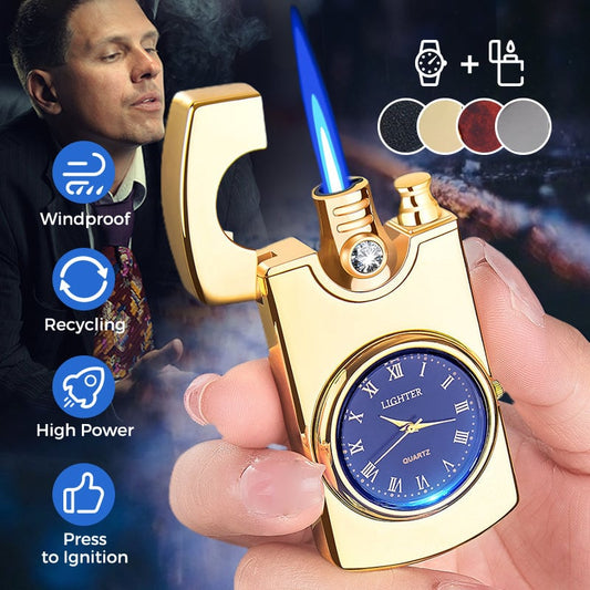 Windproof Torch Lighter with Clock