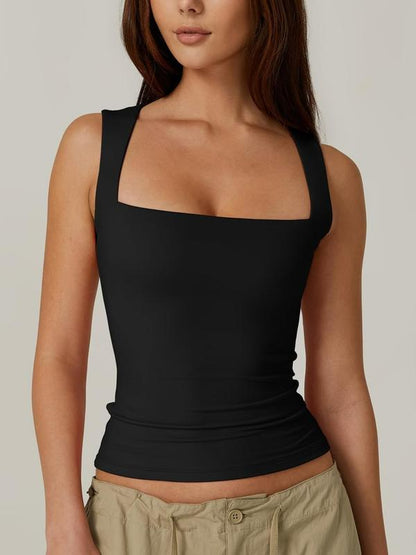 Women’s Square Neck Sleeveless Tank Top – Soft, Stretchy & Chic
