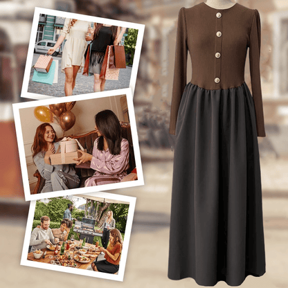 Women's Elegant Color Block Long Dress