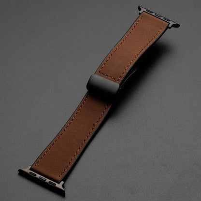 🔥2025 New Arrival🔥Crazy Horse Leather Silicone Watch Strap For Apple watch