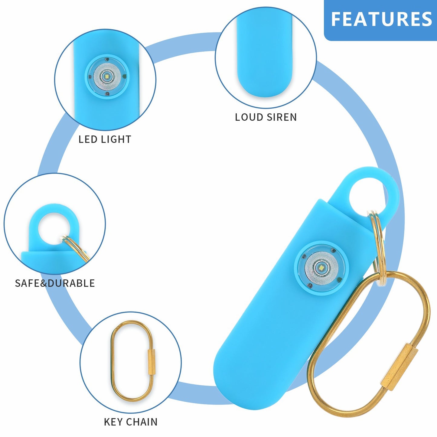 Siren Keychain Alarm with SOS LED Light