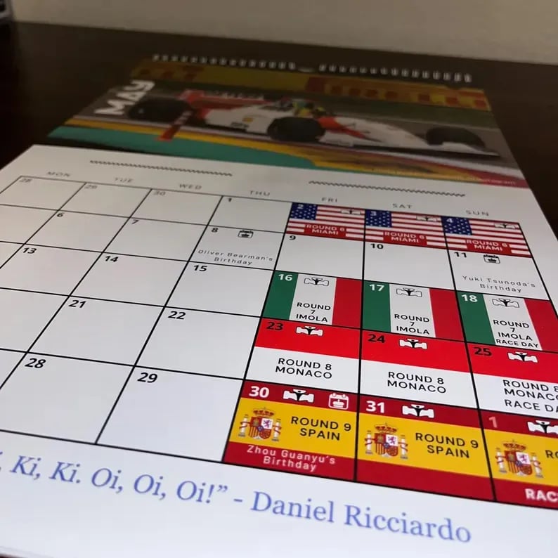 2025 F1 Wall Calendar