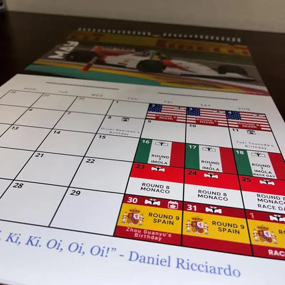 2025 F1 Wall Calendar