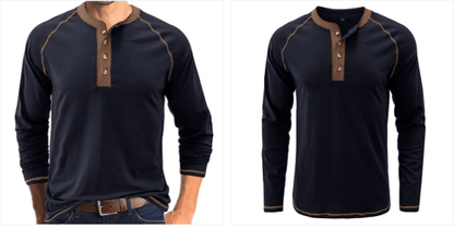 Soft Cotton Fabric Henley Collar T-Shirt