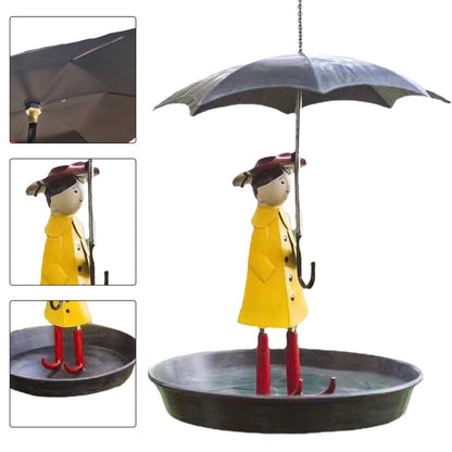🌈Father's Day Hot Sale 🎁Hanging Umbrella Girl Bird Feeder Garden Decor☂️