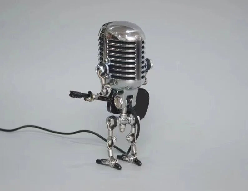 🎁Vintage Microphone Robot Desk Lamp - Get Free Guitar!!